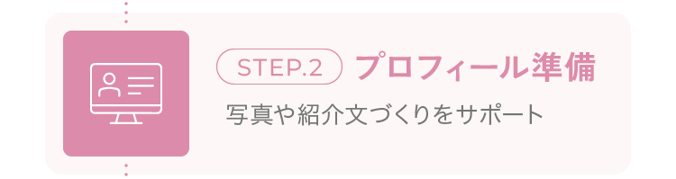 step.2 プロフィール準備 写真や紹介文づくりをサポート